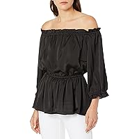 City Chic Women's 3/4 Sleeved Bardot Top with Gathered Waist