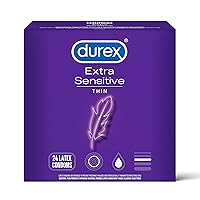 Condom Extra Sensitive Natural Latex Condoms, 24 Count - Ultra Fine & Extra Lubricated, Regular Fit, FSA HSA Eligible