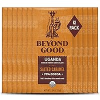 Beyond Good | Salted Caramel Dark Chocolate Bars, 12 Pack | Organic, Direct Trade, Vegan, Kosher, Non-GMO | Single Origin Uganda Dark Chocolate