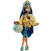 Monster High Cleo De Nile Doll with Glam Monster Fest Outfit and Festival Themed Accessories Like Snacks, Band Poster, Statement Bag and More