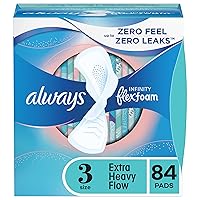 Infinity Feminine Pads for Women, Size 3, Extra Heavy Flow, with wings, Unscented, 28 count x 3 Packs (84 count total)