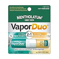 Mentholatum Vapor Duo, Non-Medicated Nasal Vapor Inhaler, Essential Oil Rub, 2-in-1 Aromatherapy Stick Soothes Irritated Nasal Passages Due to Colds & Seasonal Irritants, Natural Menthol & Eucalyptus