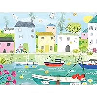 1000 Piece Puzzle for Adults Folk Art Clair ROSSITER Bicycling by The Sea 27x20 KI Puzzles Jigsaw by Playview Brands