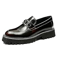Men's Genuine Leather Horsebit Buckle Loafer Fashion Formal Dress Slip-on Moccasin Loafer Shoes