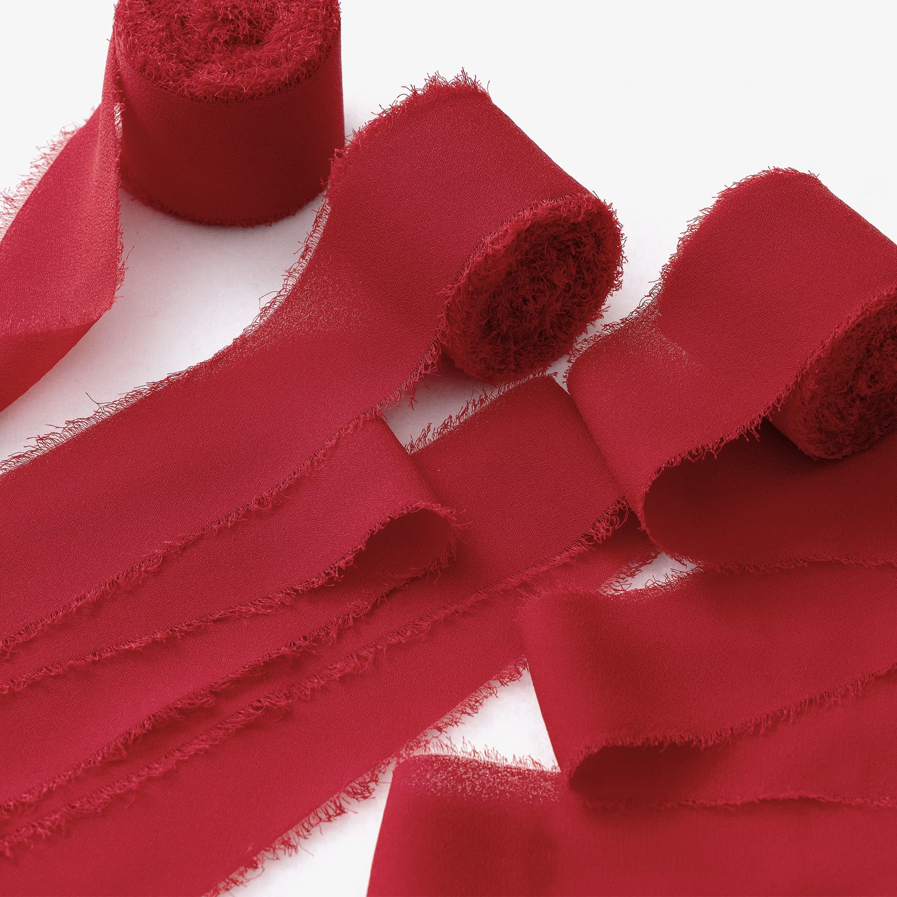 JEDIA Valentine's Ribbon, 3 Rolls Red Chiffon Ribbons, 1.5