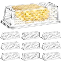 12 Pcs Clear Plastic Butter Dish with Lid Covered Butter Holder Beautiful Butter Container Serving Butter Tray for Refrigerator Counter, 7 x 3 x 2 Inches