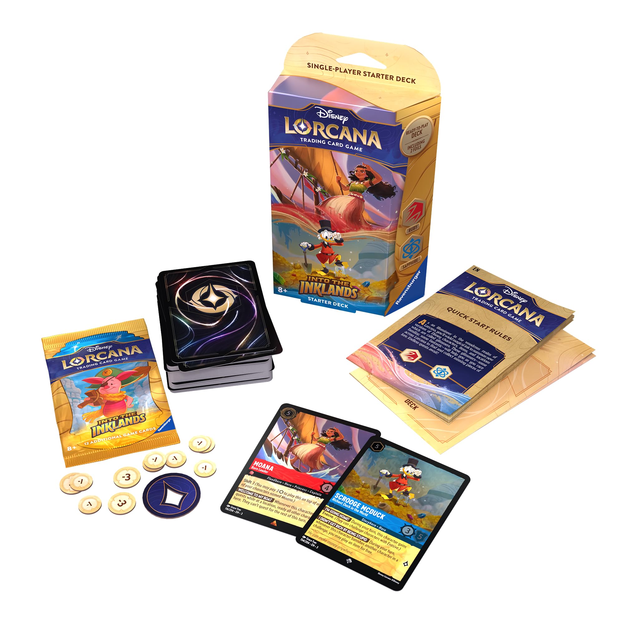 Ravensburger Disney Lorcana: Into The Inklands TCG Starter Deck: Ruby & Sapphire for Ages 8 and Up