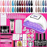 20 Colors Gel Nail Polish Kit with UV Light Starter Kit, 3 Styles Nail Extension, Poly Extension Gel, Builder Gel, Nail Tips, Nail Polish Sets for Women, Gel Nail Polish Set with Top and Base Coat