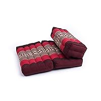 GABUR Foldable Meditation Cushion, 100% Kapok, Red Elephants, 25.5