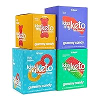 Kiss My Keto Candy Variety 30-Pack | Low Sugar (2g), Low Carb Candy (3g) | 12x Keto Gummy Bears, 6x Tropical Rings, 6x Fish Friends, 6x Sour Watermelon - Low Calorie Snacks, Non-GMO, Soy & Gluten Free