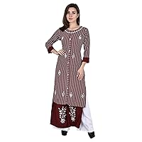 Women's Indian Kurta & Pant Set (Red, Heavy Hand-embroidered Kashmiri Design), Calf Length, 3/4 Sleeves (large)