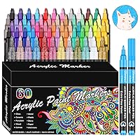 colpart Acrylic Paint Pens Paint Markers - 12 Pack Acrylic Paint Markers  For Rock Painting Wood Canvas Glass Ceramic Plastic Metal and Stone,For DIY