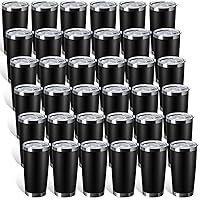 Sieral 36 Packs Stainless Steel Tumbler Bulk with Lid Vacuum Double Wall Insulated Travel Coffee Mug Powder Coated Tumbler Cup for Graduation Wedding Christmas Birthday Party(Black, 16 oz)