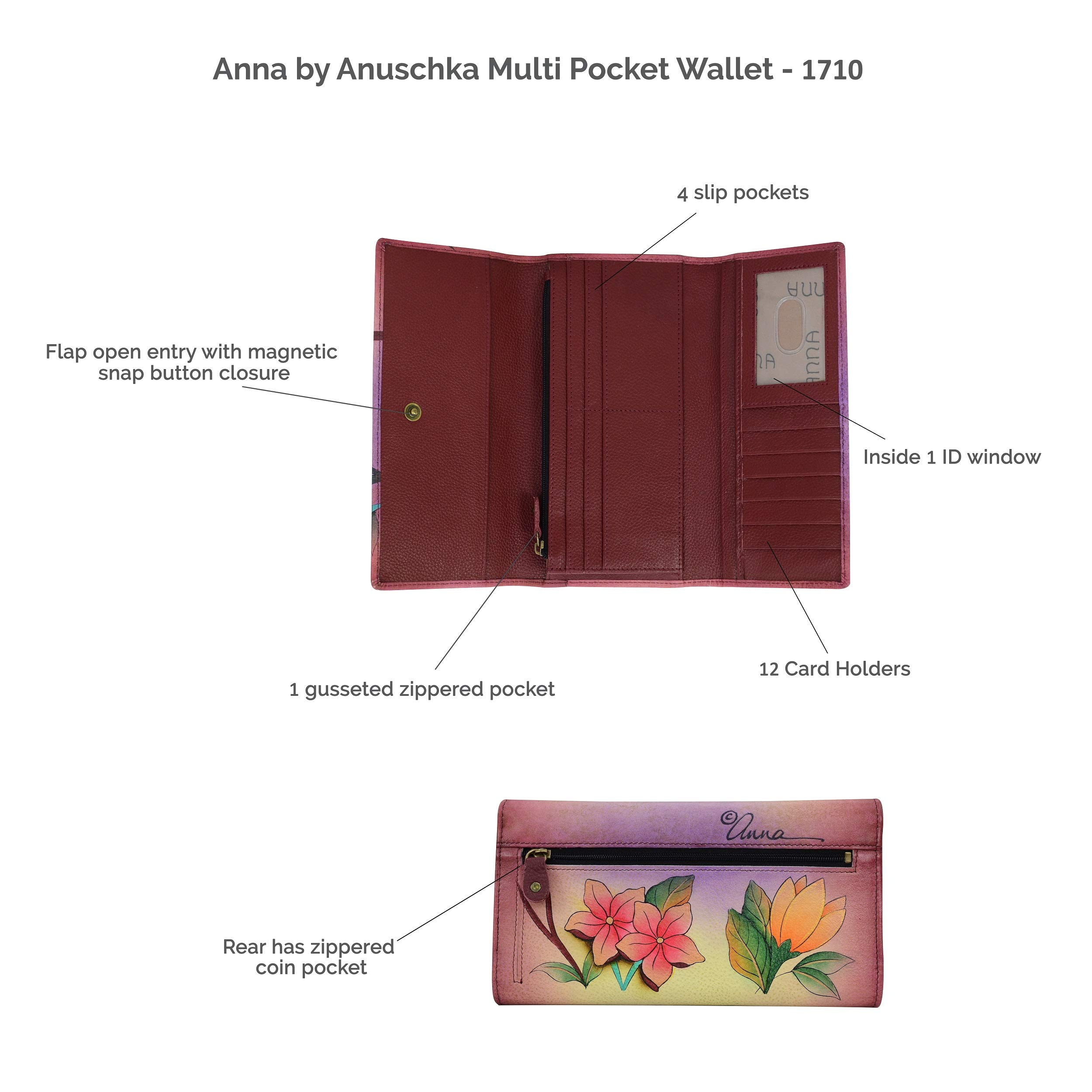 Anna by Anuschka Women's Hand Painted Genuine Leather Multi Pocket Wallet