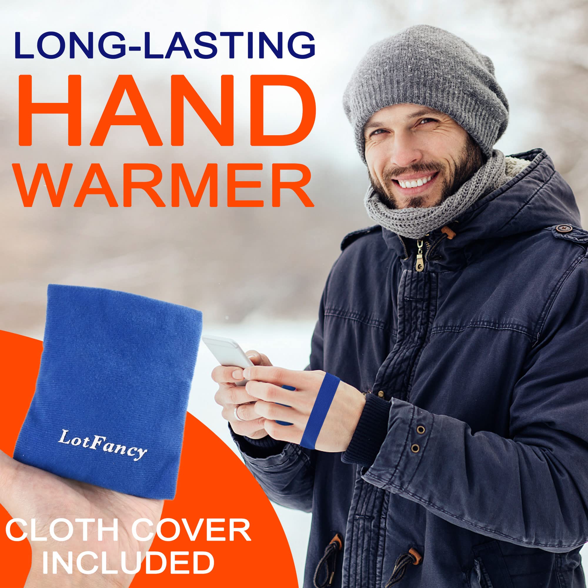 LotFancy Reusable Hand Warmer, 10 Click Activated Heat Packs and 2 Wraps, Gel Heating Pad, Instant Hot Cold Therapy Compress for Pain Relief, Outdoor & Portable Size