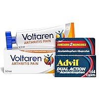 VOLTAREN Advil Dual Action Coated Caplets with Acetaminophen, 250 Mg Ibuprofen for Pain Relief - 144 Coated Caplets with Advil PM 2 Count Sample Arthritis Pain Relief Gel 5.3 oz Bundle