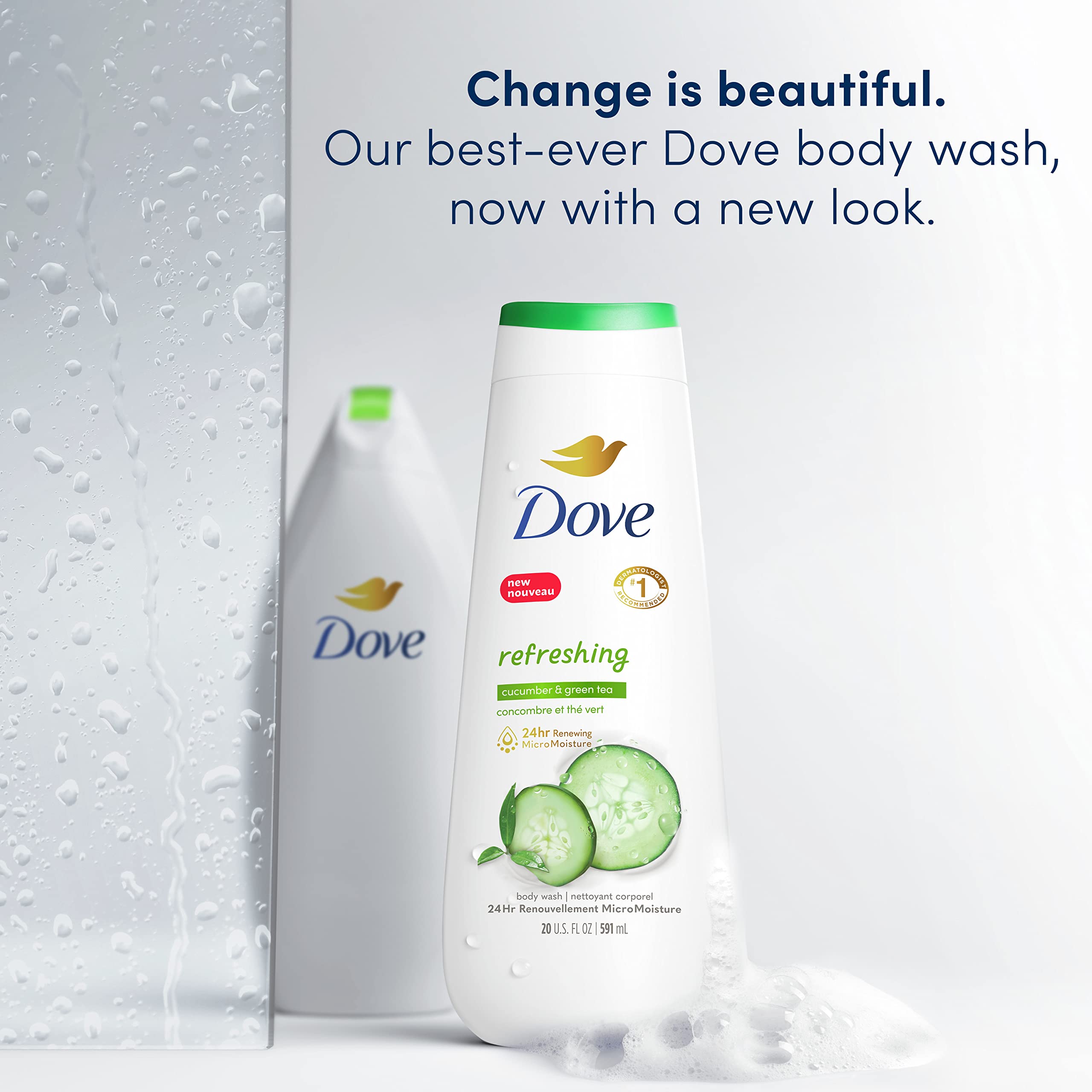 Dove Body Wash Refreshing Cucumber and Green Tea 4 Count Refreshes Skin Cleanser That Effectively Washes Away Bacteria While Nourishing Your Skin 20 oz