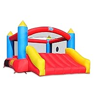 Action Air Bounce House, Inflatable Bouncer with Air Blower, Jumping Castle with Slide, Family Backyard Bouncy Castle, Durable Sewn with Extra Thick Material, Idea for Kids