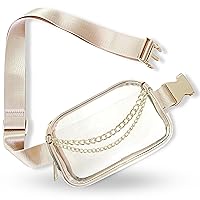 Clear Belt Bag | Cute Clear Purse for Women Stadium Approved Below 12x6x12 | Small See Through Transparent Crossbody Fanny Pack for Concerts, Nurses, Festivals, and Stadiums | Extended Strap, Cream