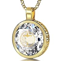 Gold Plated Crucifix Necklace with 24k Gold Inscribed Matthew 27 on Cubic Zirconia Pendant, 18