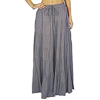 Women's Summer Cotton Skirt Ethnic Design Drawstring Waist