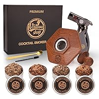 Cocktail Smoker Kit - Torch & 4 Flavors Wood Chips for Whiskey & Bourbon - Old Fashioned Smoke Infuser Kit for Men, Dads & Husbands - No Butane - For Smoked Drink Mixing