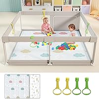 UANLAUO Baby Playpen with Mat, 59x71inch Playpen for Babies and Toddlers, Large Baby Playpen,Kids Play Pen,Baby Fence,Big Playpen for Infants with Gate,Playard for Baby