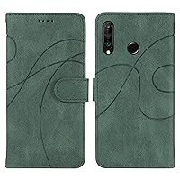 Smartphone Flip Cases Compatible with Huawei P30 Lite Card Slot Holder Detachable Wristband Flip Phone Case Multifunctional Case Compatible with Huawei P30 Lite Flip Cases (Color : Green)