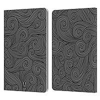 Head Case Designs Dark Grey Vivid Swirls Leather Book Wallet Case Cover Compatible with Kindle Paperwhite 1/2 / 3