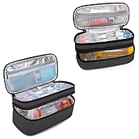 CURMIO Double Layer EpiPen Carrying Case for Adults and Kids, Insulated Medicine Supplies Bag for Large Spacers, Asthma Inhaler, Auvi-Q, Syringes, Nasal Spray
