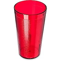 Carlisle FoodService Products Stackable Tumbler Plastic Tumbler with Pebbled Exterior for Restaurants, Catering, Kitchens, Plastic, 20 Ounces, Ruby, (Pack of 72)
