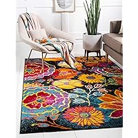 Unique Loom Lyon Collection Area Rug - Kennedy (8' x 10' Rectangle, Black/ Green)
