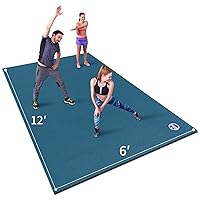 Extra Large Exercise Mat 12' x 6' x 7mm,Workout Mats for Home Gym Flooring，Thick Gym Mat Durable Cardio Mat, Ideal for Plyo, MMA, Jump Rope, HIIT, Weightlifting - Shoe Friendly, Non-Slip