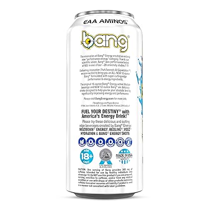 Bang Energy Blue Razz, Sugar-Free Energy Drink, 16-Ounce (Pack of 12)