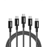Anker USB C Charger Cable (6ft 100W, 5Pack), USB 2.0 Type C Fast Charging Cable for iPhone 15 / 15Pro / 15Plus / 15ProMax MacBook Pro 2020, iPad Pro 2020, iPad Air 4, Samsung Galaxy S23+/S23 Ultra