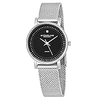 Stuhrling Original Women's Ascot Casatorra Elite Stainless Steel Watch with Diamond (Silver-Black)