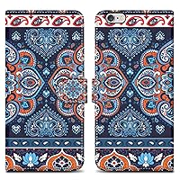 Case Compatible with Apple iPhone 6 Plus / 6S Plus - Design Blue Mandala No. 1 - Protective Cover with Magnetic Closure, Stand Function and Card Slot