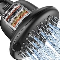 Filtered Shower Head, 7 Modes High Pressure Shower Heads - 16 Stage Shower Head Filter for Hard Water for Remove Chlorine and Harmful Substances (Midnight Black Matte, 5 Inch Round)