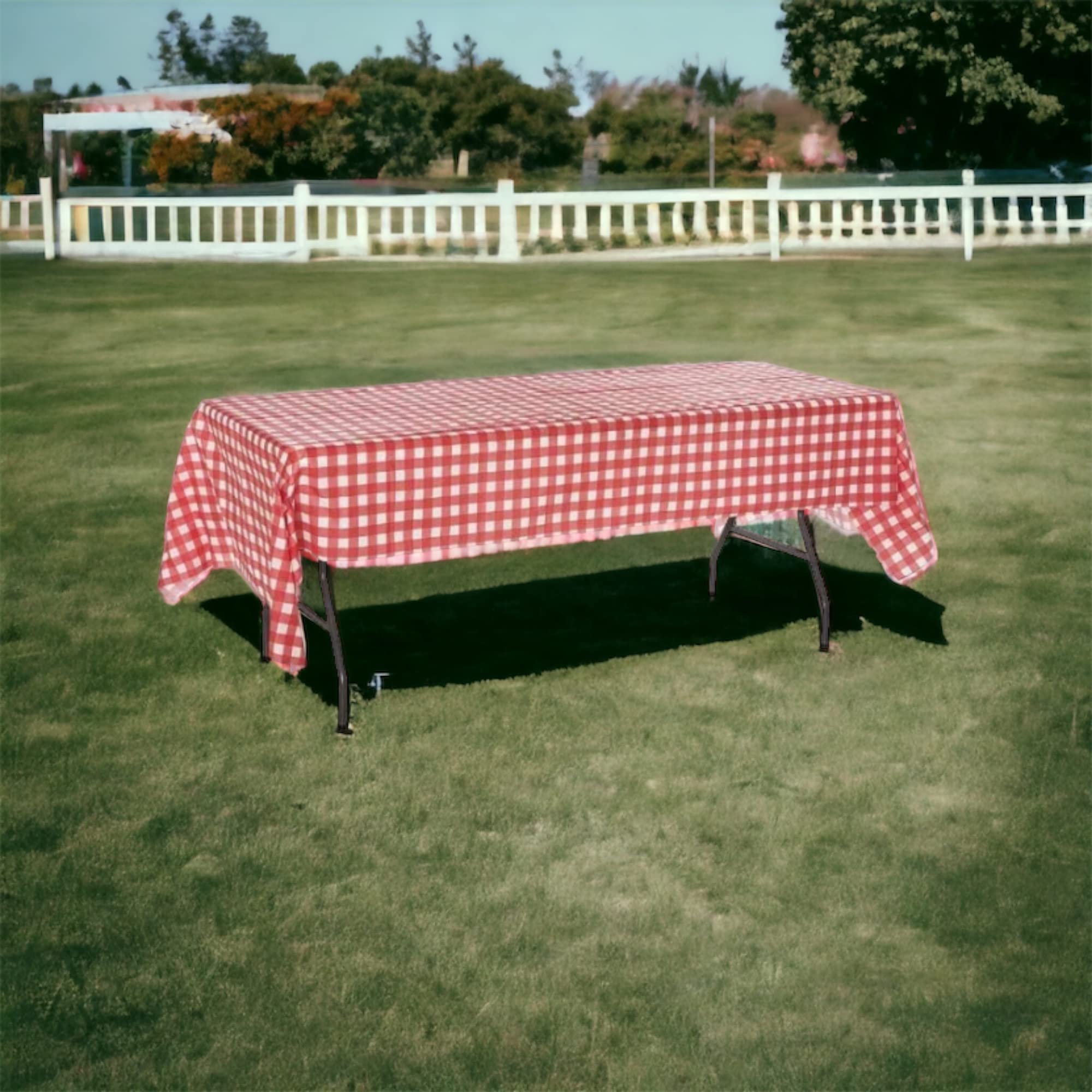 Oojami Pack of 4 Plastic Red and White Checkered Tablecloths - 4 Pack - Picnic Table Covers