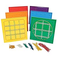 edxeducation Double-Sided Geoboards - 5 x 5 Grid/24 Pin Circular Array - Set of 6 - Includes Rubber Bands - Ideal for Ages 5+ - Geometry Math Manipulative - Teach Angles and Symmetry