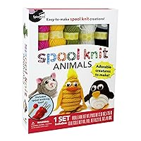 SpiceBox Beginners Spool Knitting Kit for Kids, Make Your Own Animals, Spool Yarn Knit Set, DIY Arts and Crafts, Children's Creative Activity, 19 Projects