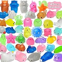 45Pcs Mochi Squishys Toys Mini Squishies 2nd Generation Glitter Animal Squishies Party Favors for Kids Adults Stress Relief Toy Treasure Box Prize Classroom Valentine Prizes Easter Egg Fillers