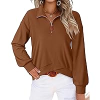 Gaharu Womens Half Zip Sweatshirt Casual Long Sleeve Quarter Zip Pullover Top Stand Collar Fall Clothes