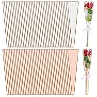 mifengda 100pcs Single Rose Sleeve Flower Wrapping Bags Single Flower Packaging Bags Waterproof Gold Edge White and Pink Flower Bouquet Sleeve for Mother's Day Wedding Bouquet Valentine's Gifts