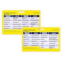 Medication Antidote Card Antidote Reference Badge Card for RN's LPN's EMT's or Medical Students Premium Durable Waterproof Material Horizontal Nurse Card with Accurate Data