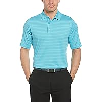 Men’s Fine Line Ventilated Stripe Short Sleeve Golf Polo Shirt, Stretch Fabric, Swing-Tech, Opti-Dri Technology