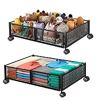 Under Bed Storage Containers, Under Bed Shoe Storage With Wheels, Foldable Bedroom Storage Organization with Handles, Under Bed Storage Bins Drawer For Clothes, Blankets And Shoes, Bedding