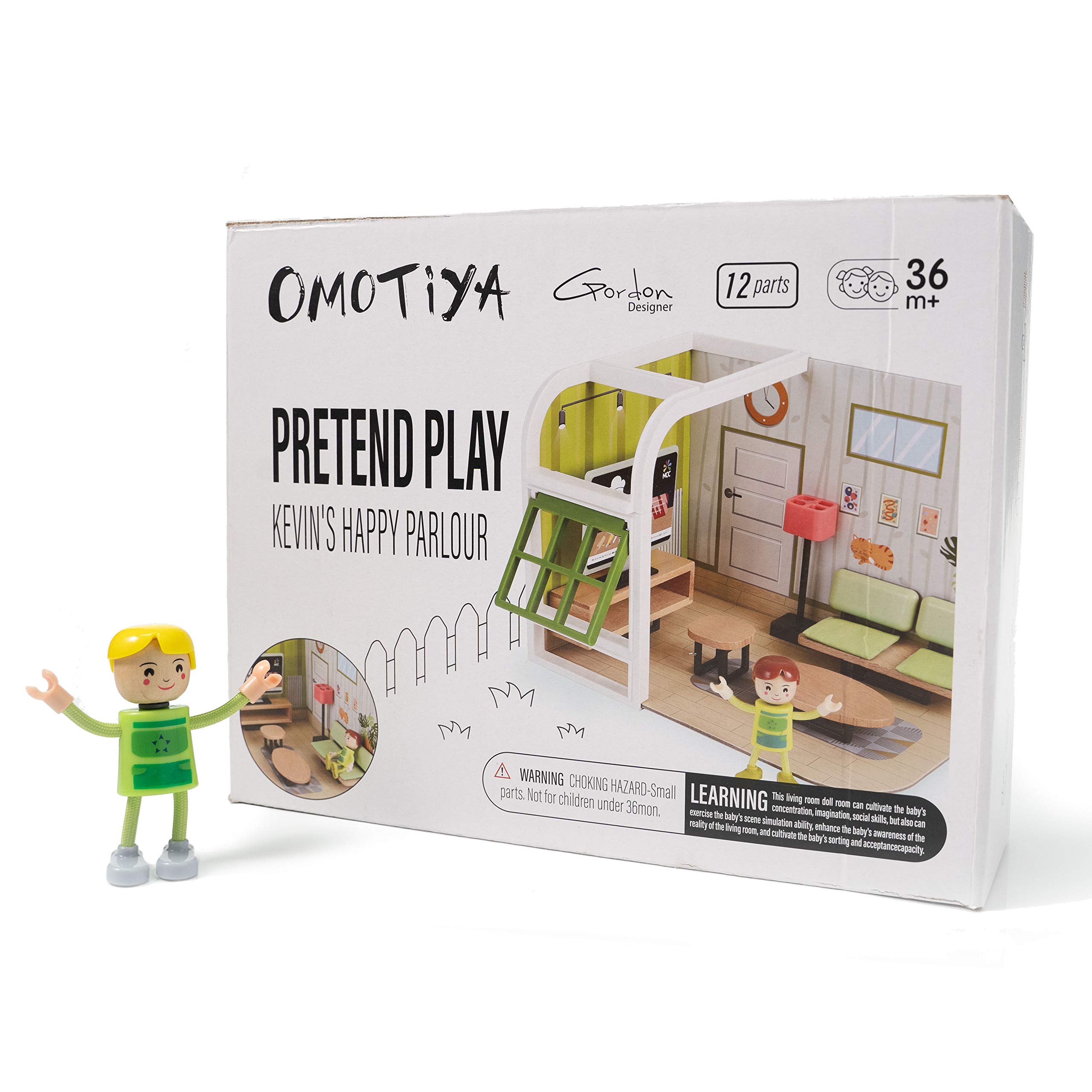 OMOTIYA 3-6 Years Old Little People House, Toddler DIY Miniature Dollhouse Kit with Furniture, Little People Dollhouse, Pretend Play Mini Toddler Dollhouse Kit Wooden Toys, Great Gift for Kids