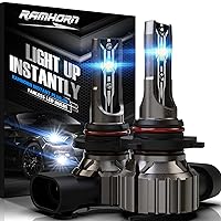 RAMHORN 9005 LED Bulbs, HB3 Light Bulbs 12000 LM 6500K Xenon White Instant Plug-in Fanless Halogen Replacement Fog Light, Pack of 2