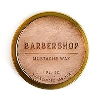 TBB Barbershop Mustache Wax 1 Ounce Tin of Strong All Day Hold Mustache Wax with Beeswax, Lanolin, Tea Tree and Jojoba Essential Oils, Mens Care Great Smelling Facial Hair Products